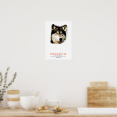 Poster Unique Freedom Motivational Wolf Imprimer (Cuisine)