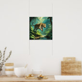 Poster Unique Jumping Leopard Wildlife Art (Cuisine)