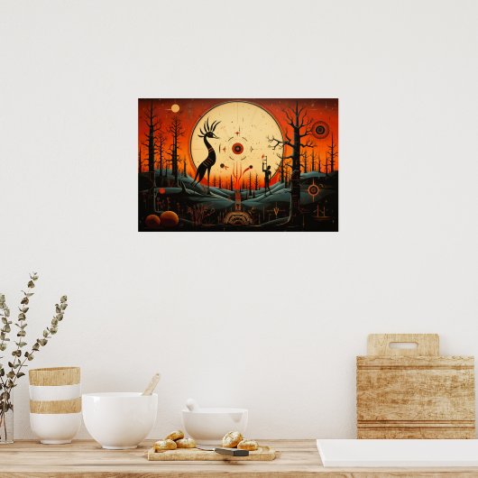 Poster Unique Kokopelli Abstrait (Cuisine)