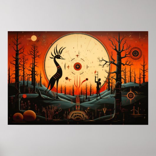 Poster Unique Kokopelli Abstrait (Devant)