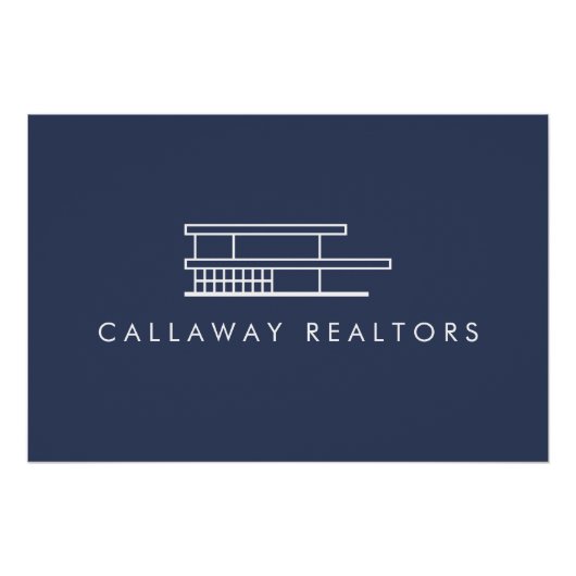 Poster Unique Moderne Accueil Marine / Logo Blanc Télécha (Devant)