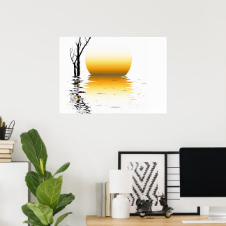 Poster Unique Sunset Design Wall Sticker