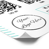 Poster Unique turquoise 2 QR code barber shop numérisatio (Coin)