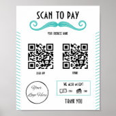 Poster Unique turquoise 2 QR code barber shop numérisatio (Devant)