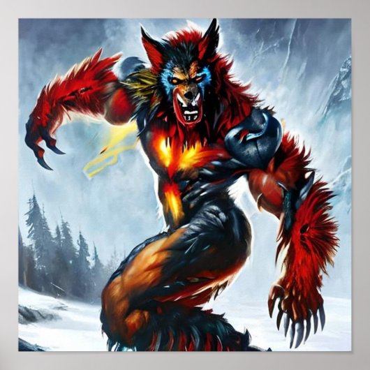 Poster Unique Werewolf Cyborg, Art numérique pour télécha (Devant)