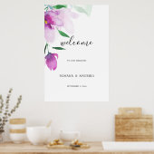 Poster Uniquité Des Fleurs D'Aquarelle Violet (Cuisine)