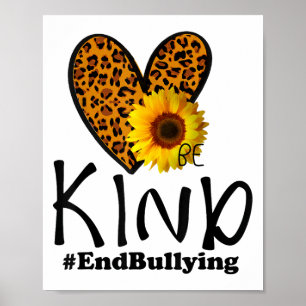 Poster Unité Day Orange Be Kind Leopard Heart Anti Bullyi