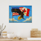 Poster Unité - Drapeau du Canada, Drapeau américain et Ai (Cuisine)