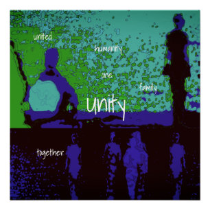 Poster "Unité" en violet, tons verts, noir