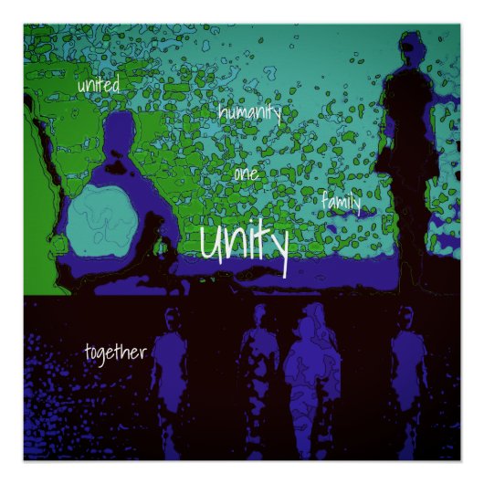 Poster "Unité" en violet, tons verts, noir (Devant)