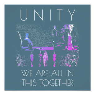 Poster "Unité, Ensemble" Inspiration Magenta Blanc Turquo