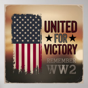 Poster United For Victory 2ÈME GUERRE MONDIALE American F