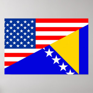 Poster united states america bosnia herzegovina half flag
