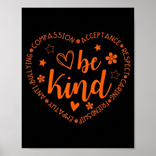 Poster Unity Day Be Kind Kindness Orange Anti Bullying Te (Devant)
