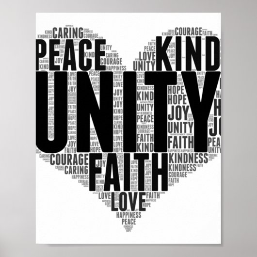Poster Unity Wordcloud Be Kind Stop Buller Orange Unity (Devant)
