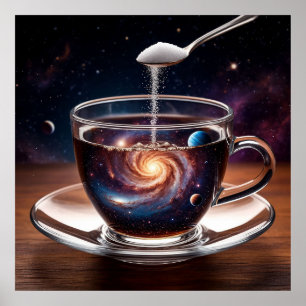 Poster Univers Cosmic à l'Intérieur d'une Tasse de Café