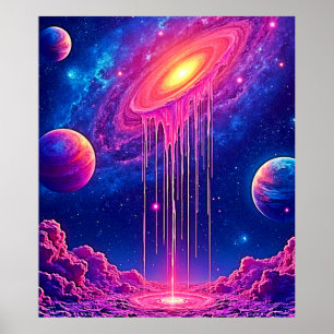 Poster Univers en néon : étoiles ruisselantes de lumière