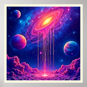 Poster Univers Neon : Étoiles Ruisselantes de Lumière