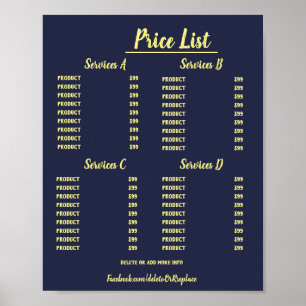 Poster Universal customizable price list.