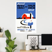 Poster Université Illinois Farm 1941 WPA (Bureau à domicile)