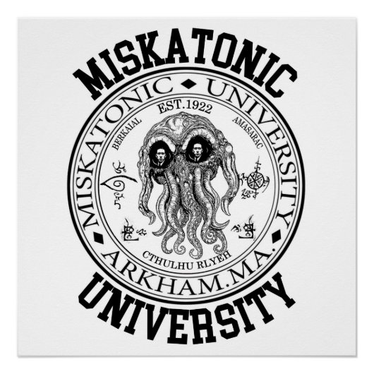 Poster Université Miskatonique CTHULHU HP LOVECRAFT (Devant)