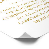 Poster Unplugged Ceremony Elegant Gold Script Mariage (Coin)