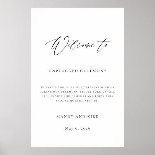 Poster Unplugged Ceremony Wedding Sign (Devant)