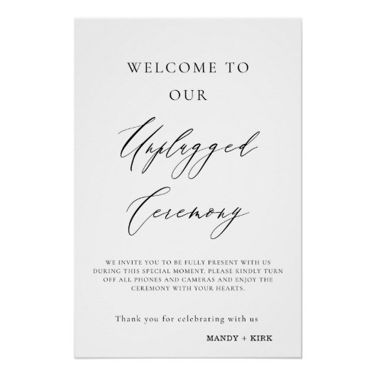Poster Unplugged Wedding Ceremony Sign | Please Turn Off  (Devant)