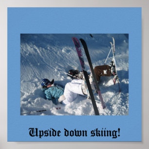 Poster Upside down skiing