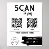 Poster Urbain blanc 2 QR codes balayage masculin à payer (Devant)