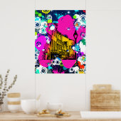Poster urbain graffiti peinture splatter design coloré (Cuisine)