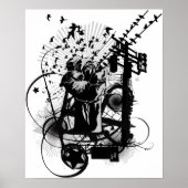 Poster Urban Illustrated Poing with Crows, graffiti etc! (Devant)