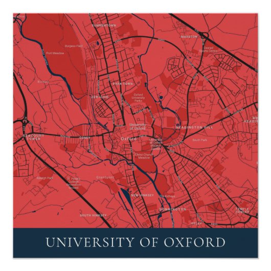 POSTER URBAN RED NAVY OXFORD UNIVERSITY UK PASSERELLE (Devant)