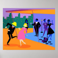 Poster Urban Rooftop Party Retro