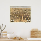Poster Urbana Illinois 1869 Carte panoramique antique (Cuisine)