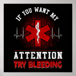 Poster Urgence paramédicale EMT EMS Sarcastique Essayer d