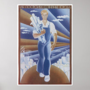 Poster URSS CCCP Guerre froide Union soviétique Propagati