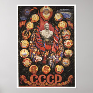 Poster URSS CCCP Guerre froide Union soviétique Propagati