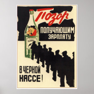 Poster URSS Union soviétique anti-alcool 1929