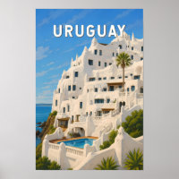 Uruguay Casapueblo Illustration Voyage Art Rétro