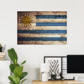 Poster Uruguay Drapeau sur le vieux grain de bois (Bureau à domicile)
