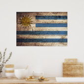 Poster Uruguay Drapeau sur le vieux grain de bois (Cuisine)