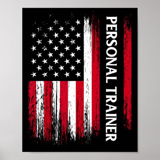 Poster Us American Flag Personal Trainer Fitness Instruct (Devant)