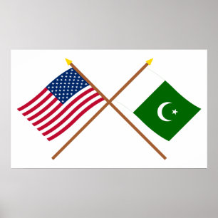 Poster US and Pakistan Crossed Flags