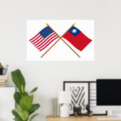 Poster US and Taiwan Crossed Flags (Bureau à domicile)