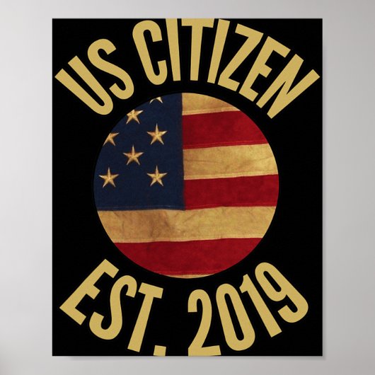 Poster Us Citizenship 2019 Gif American Flag Usa (Devant)