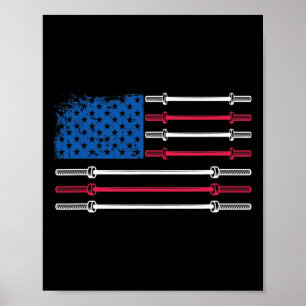 Poster Us Drapeau Poids Barbell Patriotic Love Fitne