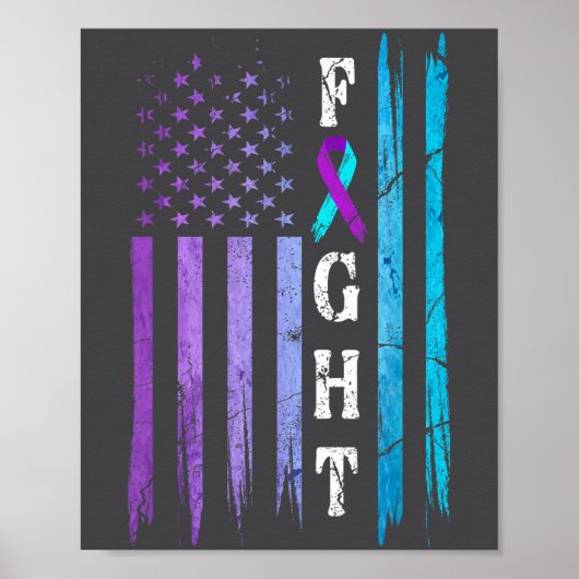 Poster Us Flag Suicide Prevention Awareness Fight Wear Pu (Devant)