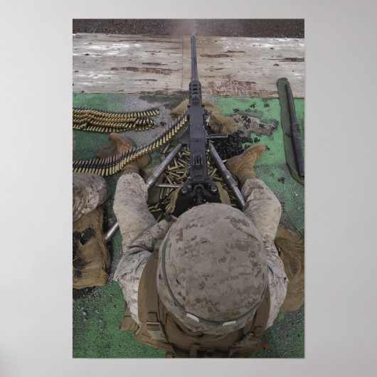 Poster US Marine tire une mitrailleuse de calibre M2 50 (Devant)