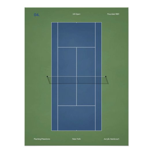 Poster US Open Tennis Court Illustration (Devant)